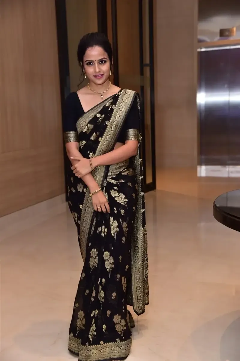 Actress Vaishnavi Chaitanya in Black Saree at Baby Movie Celebrations